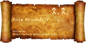 Kola Kristóf névjegykártya