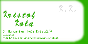 kristof kola business card